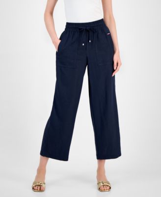 Women's Drawstring-Waist Pull-On Linen Pants