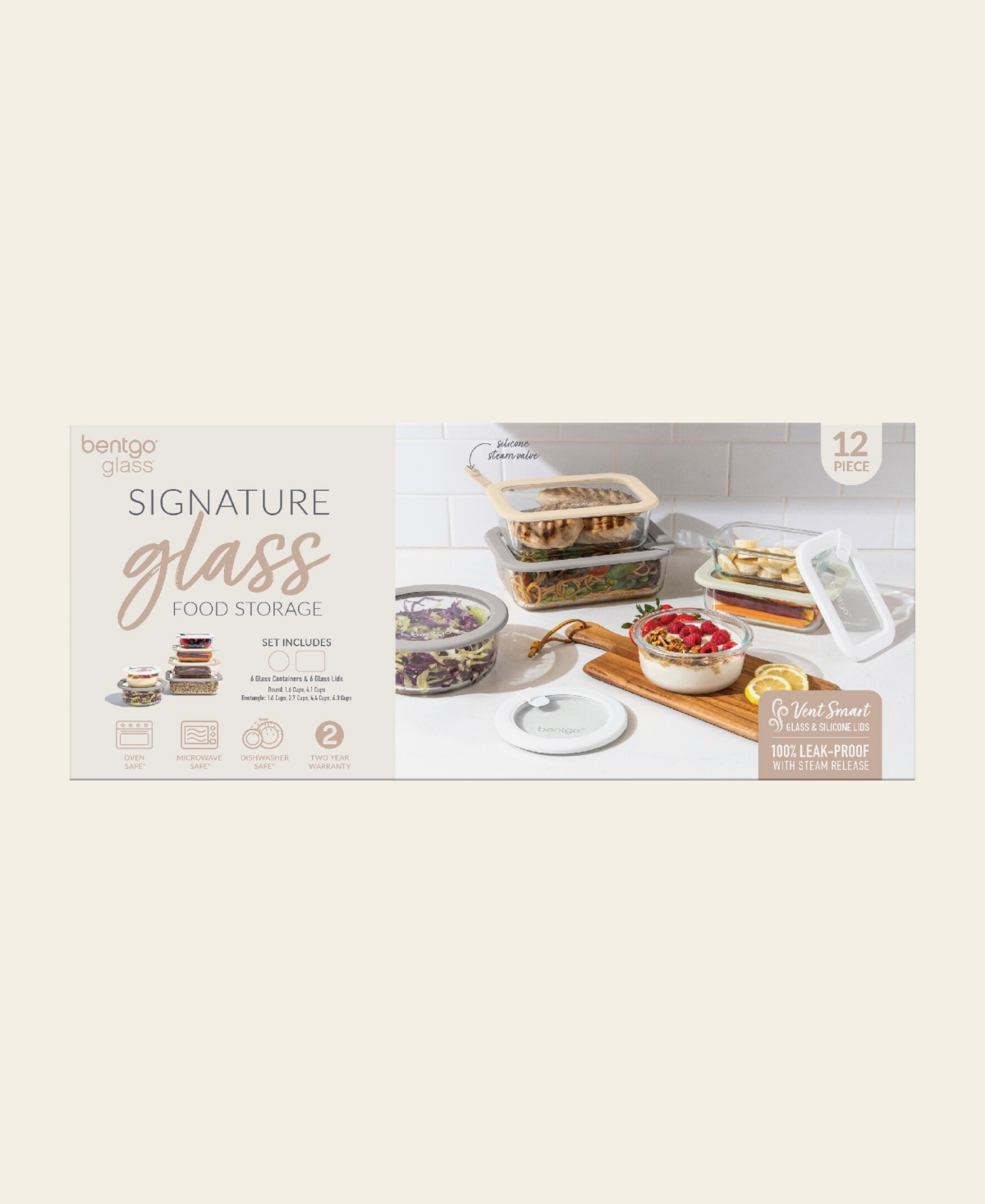 Bentgo Signature 12-pc. Glass Food Storage Set In White