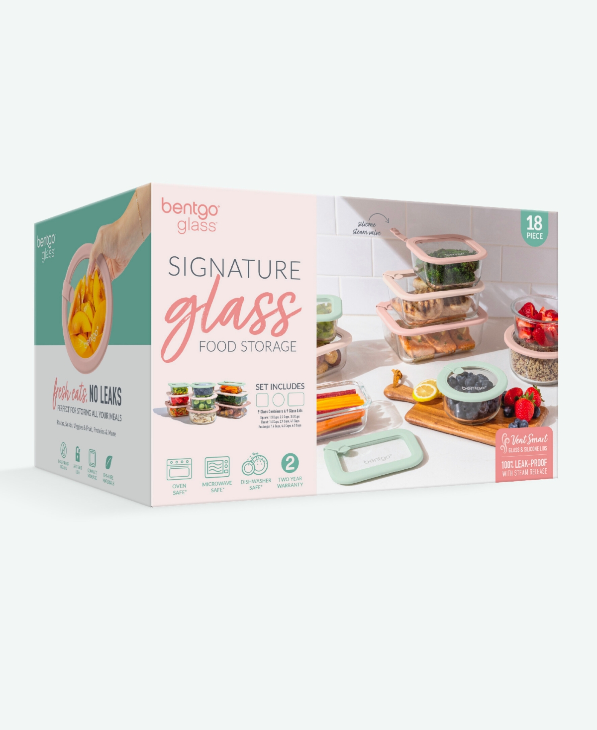 Bentgo Signature 18-pc. Glass Food Storage Set In Green