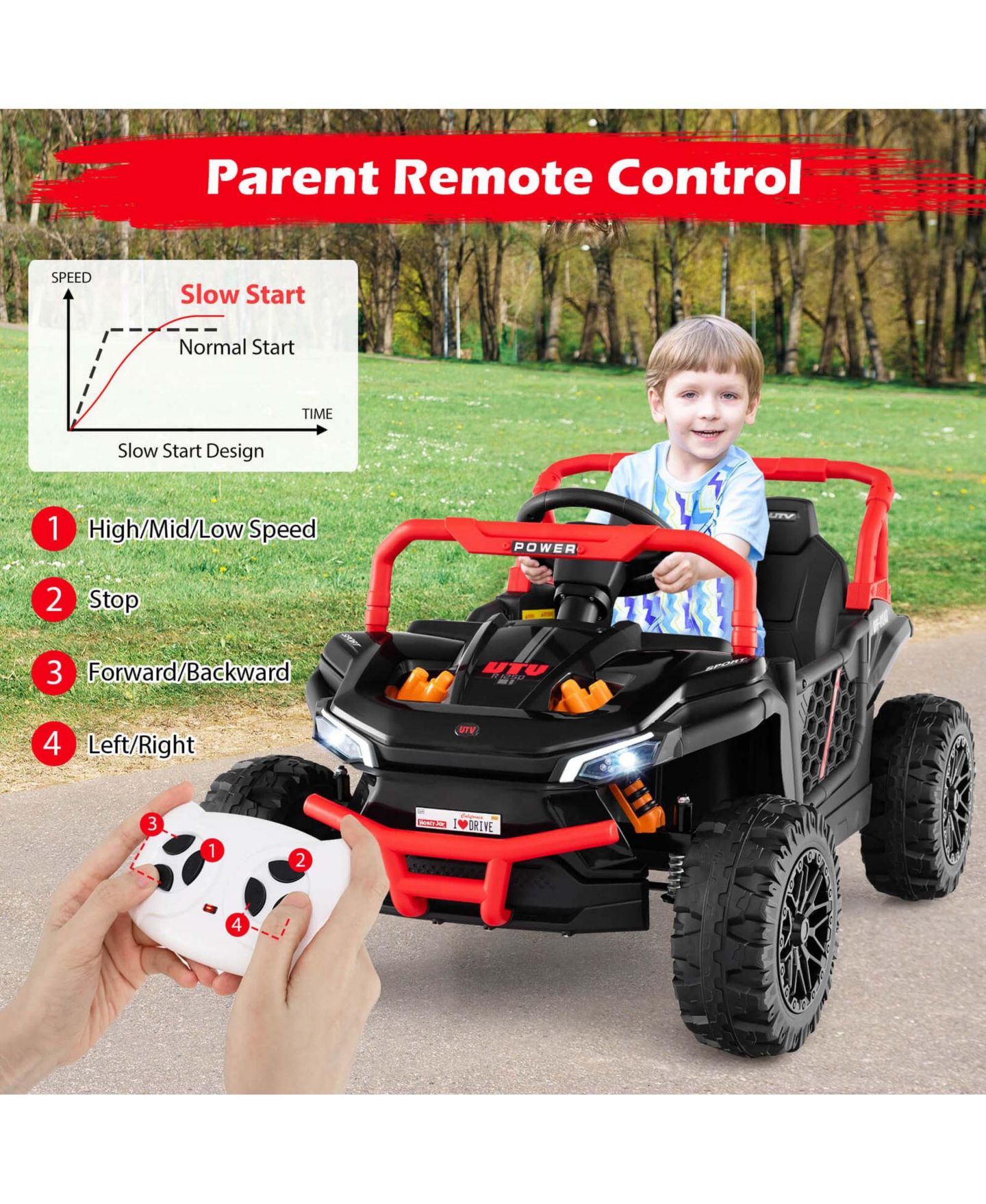 Детская игрушка Costway 12V Parental Remote Control Ride on Truck, цвет: Красный — фото 9
