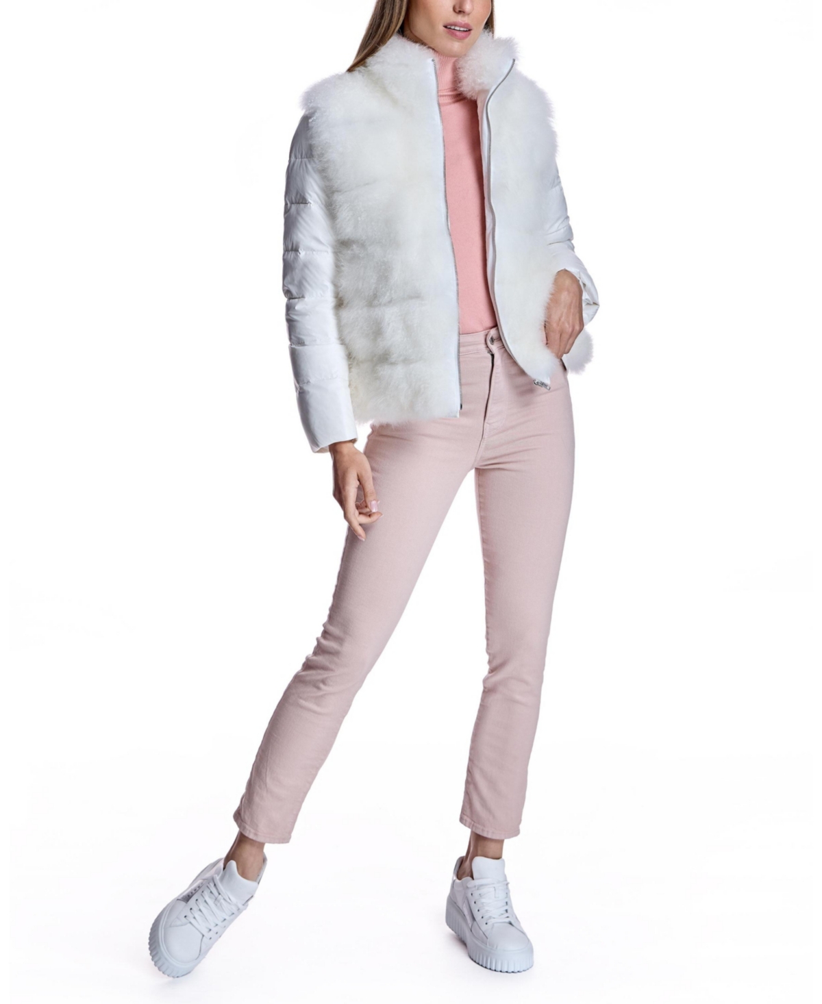 Julia & Stella by Maximilian Women's Cashmere Goat Trimmed Puffer Jacket