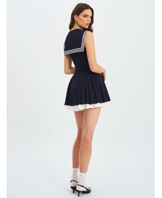 Women's Calliope Navy Sailor Pleated Mini Dress