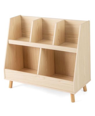 5-Cube Kids Bookshelf and Toy Organizer Wooden Storage Bookcase with Wood Legs