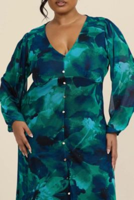 Women's Button Up Plisse Midi Dress