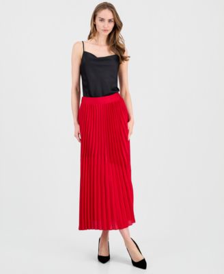 Women's Pull-On Pleated Mixed-Media Skirt