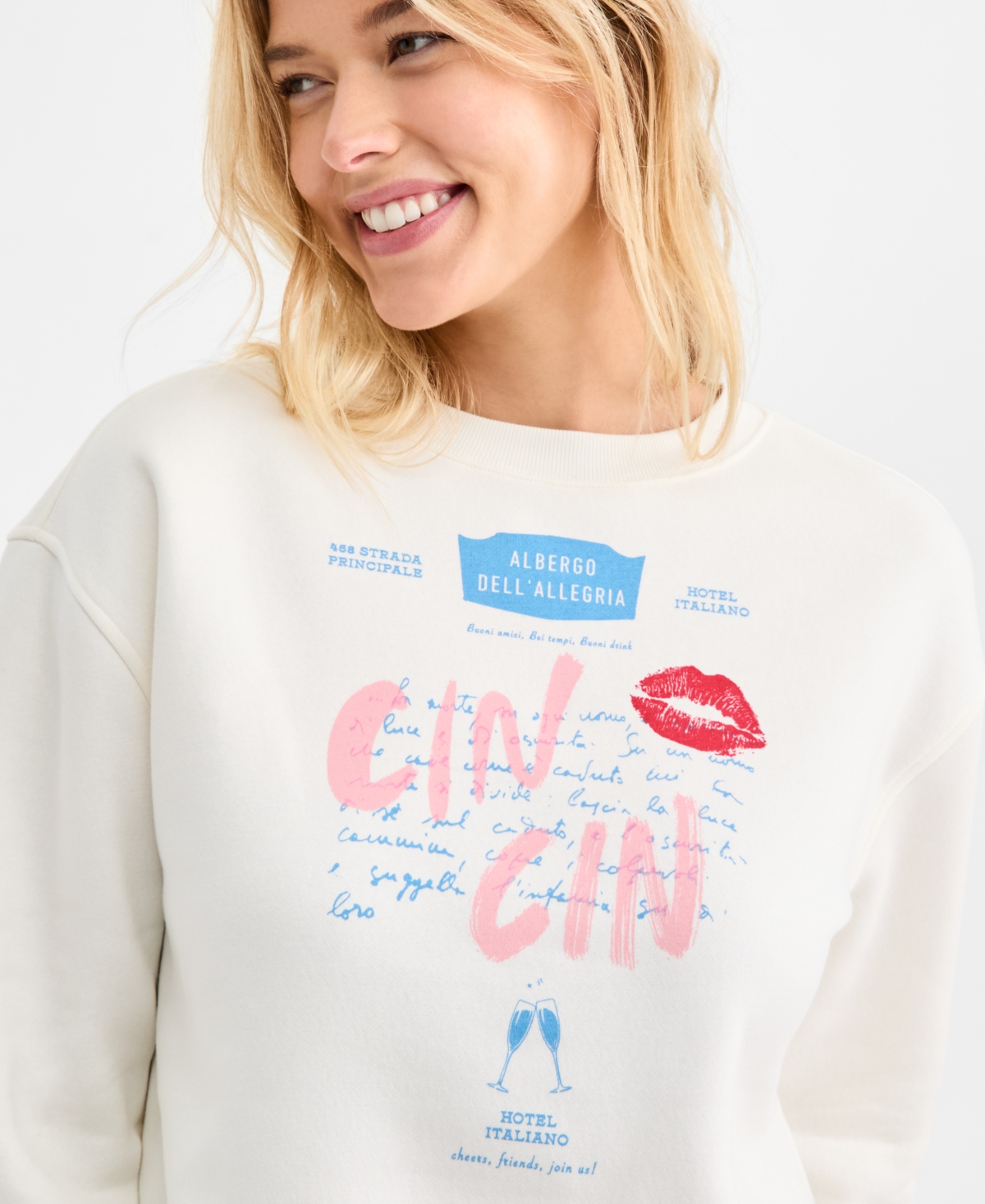 On 34th Women's Knit Long-Sleeve Cin Kiss Graphic Sweatshirt, Macy's Exclusive