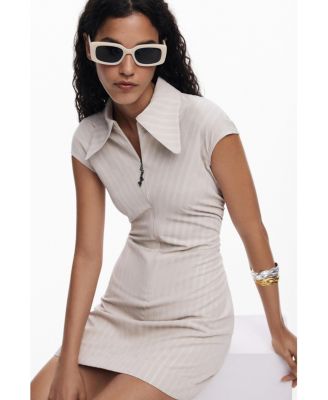 Women's Slim striped dress with short sleeves