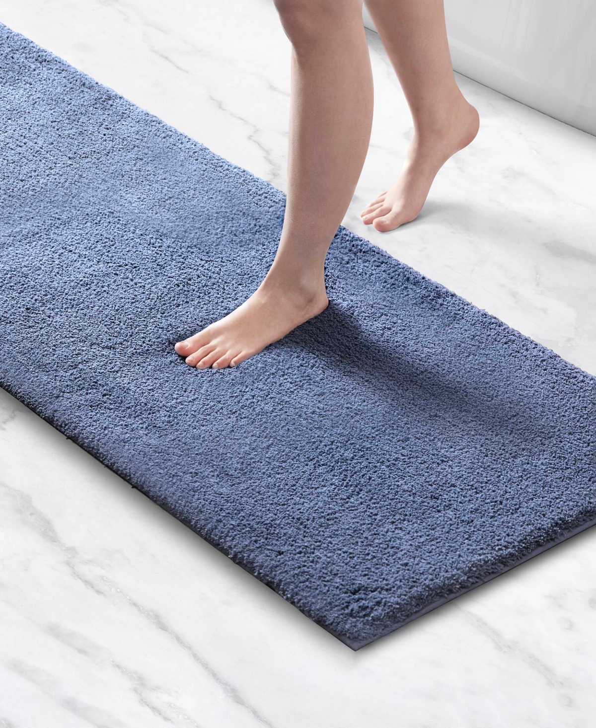 Madison Park Signature Marshmallow Bath Rug, 24" X 72" In Blue
