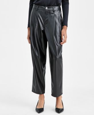 Women's Faux Leather Barrel-Leg Pants, Macy's Exclusive