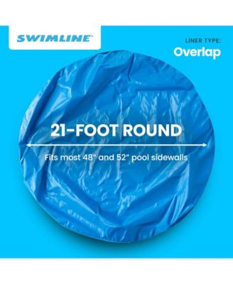 LI214820 21' Solid Blue Round Above Ground Swimming Pool Overlap Liner