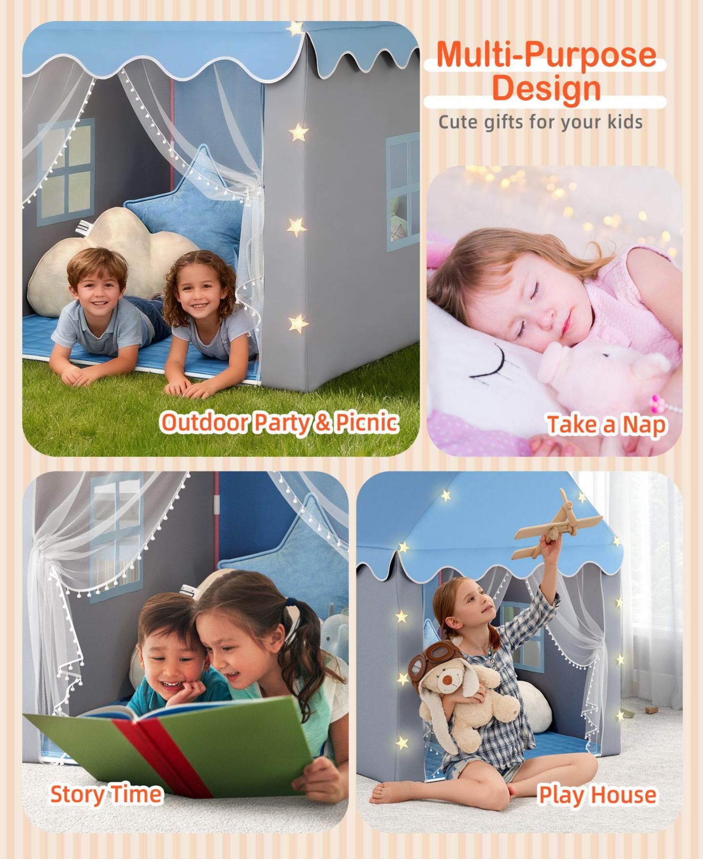 Детская игрушка SUGIFT Star Lights Playhouse Tent, Ages 3+, цвет: Синий — фото 7