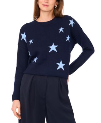 Vince Camuto - Women's Star-Print Dropped-Shoulder Sweater