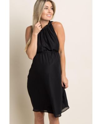 slim fit dress slacks Black Halter Neck Maternity Dress – PinkBlush