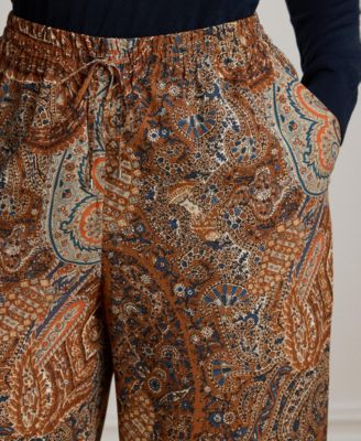 Plus Size Paisley Print Wide-Leg Pants
