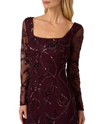 Women's Beaded Long Sleeve Dress