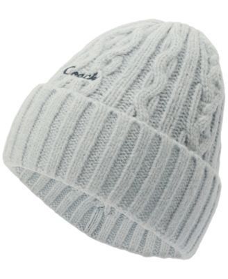 Women's Embroidered Cable-Knit Beanie Hat