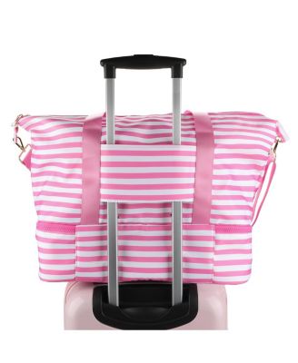Character 17" Pink & White Striped Duffle Bag