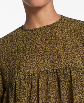 Women's Paisley Print Georgette Tiered Blouse