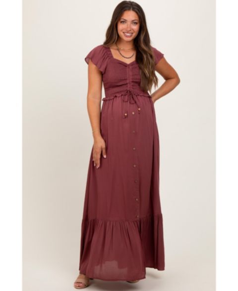 Женское платье Pinkblush Smocked Top Woven Maxi, цвет: Бордовый