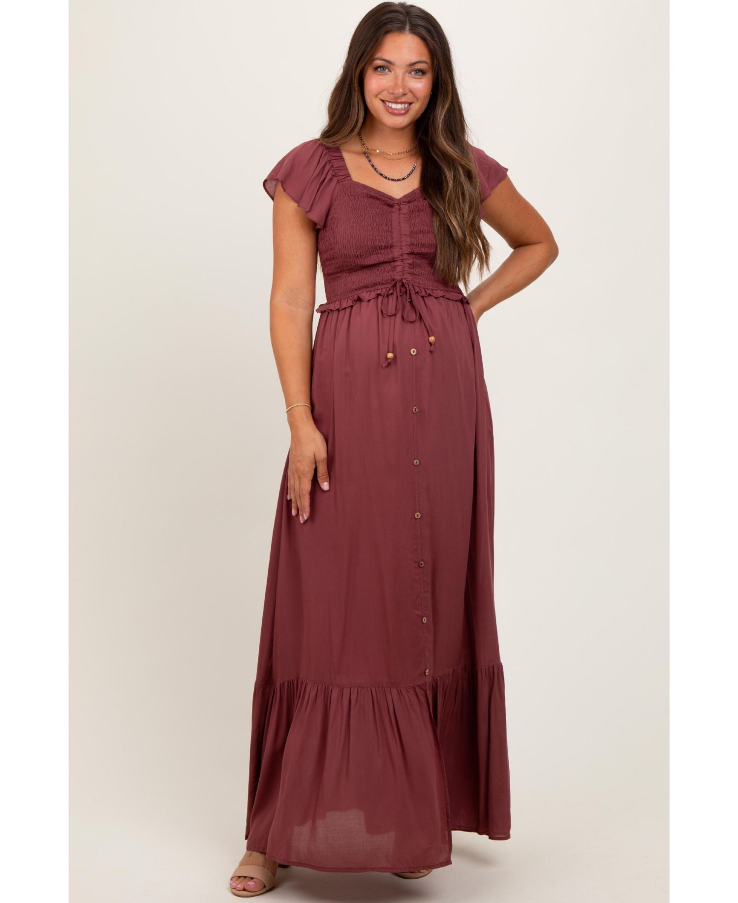 Women's Smocked Top Woven Maxi Dress