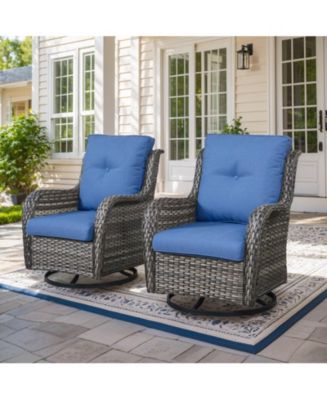 Gymojoy ArcLine Brown Wicker Swivel Glider Outdoor Rocking Chair with ...