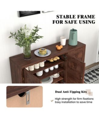 3-Door Buffet Sideboard with Adjustable Shelves and Anti-Tipping Kits