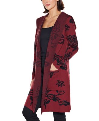 Women's Hooded Fall Botanicals Coatigan Sweater