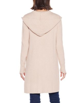  Women's Hooded Novelty-Stitch Coatigan Sweater