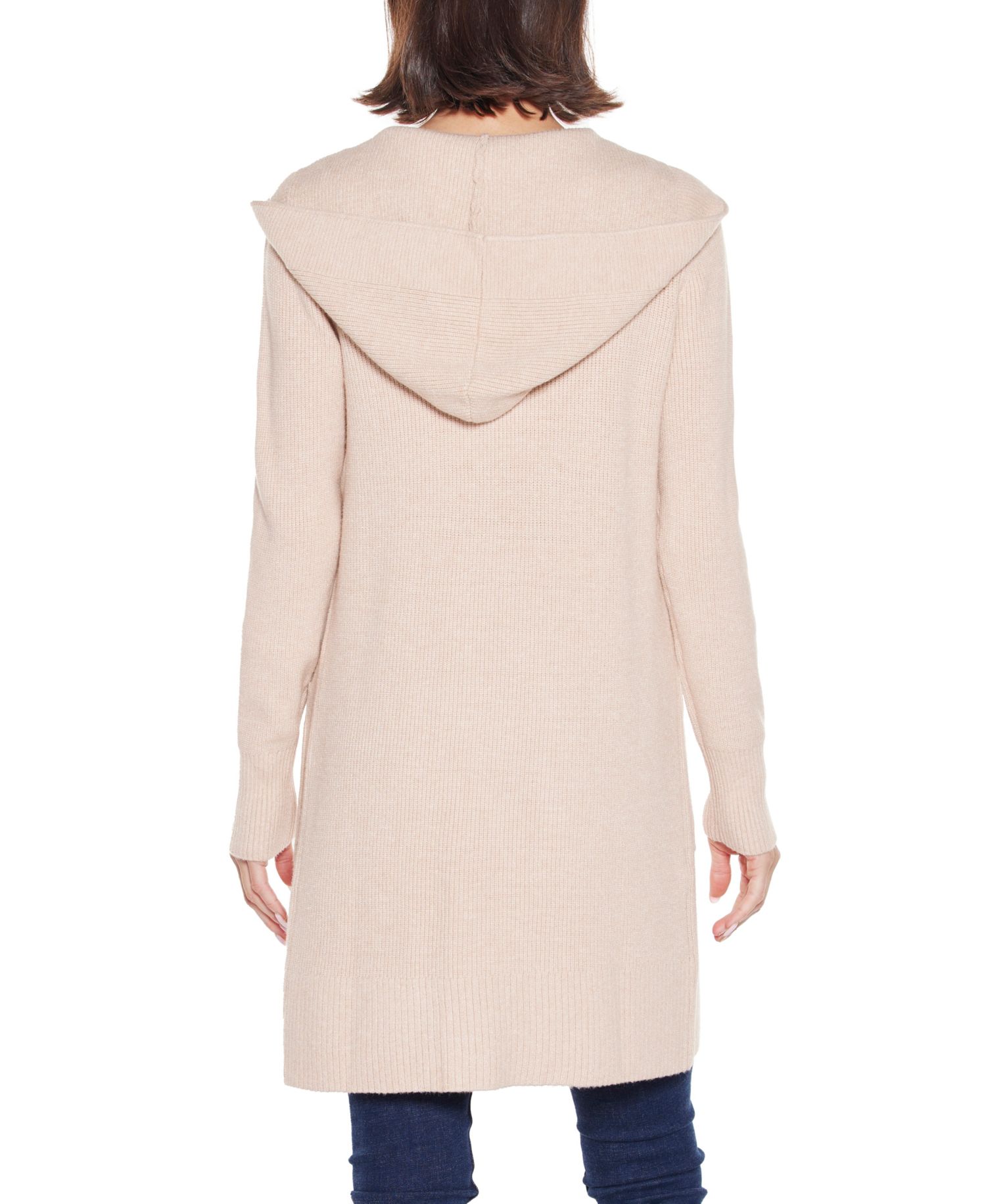 Women's Hooded Novelty-Stitch Coatigan Sweater