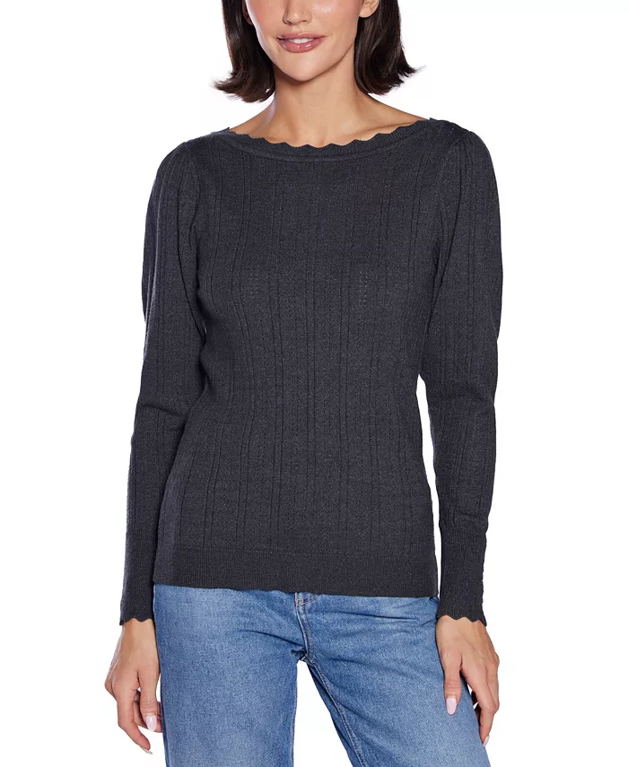 Women's Scalloped-Trim Boat Neck Sweater - thumbnail 4