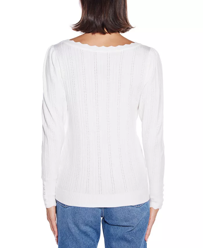 Women's Scalloped-Trim Boat Neck Sweater - thumbnail 3