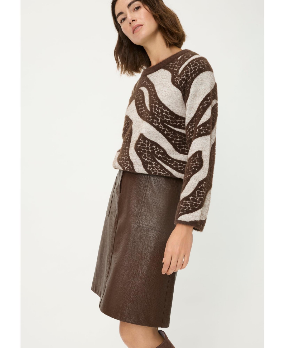 Olsen Women's Faux Croc A-Line Skirt