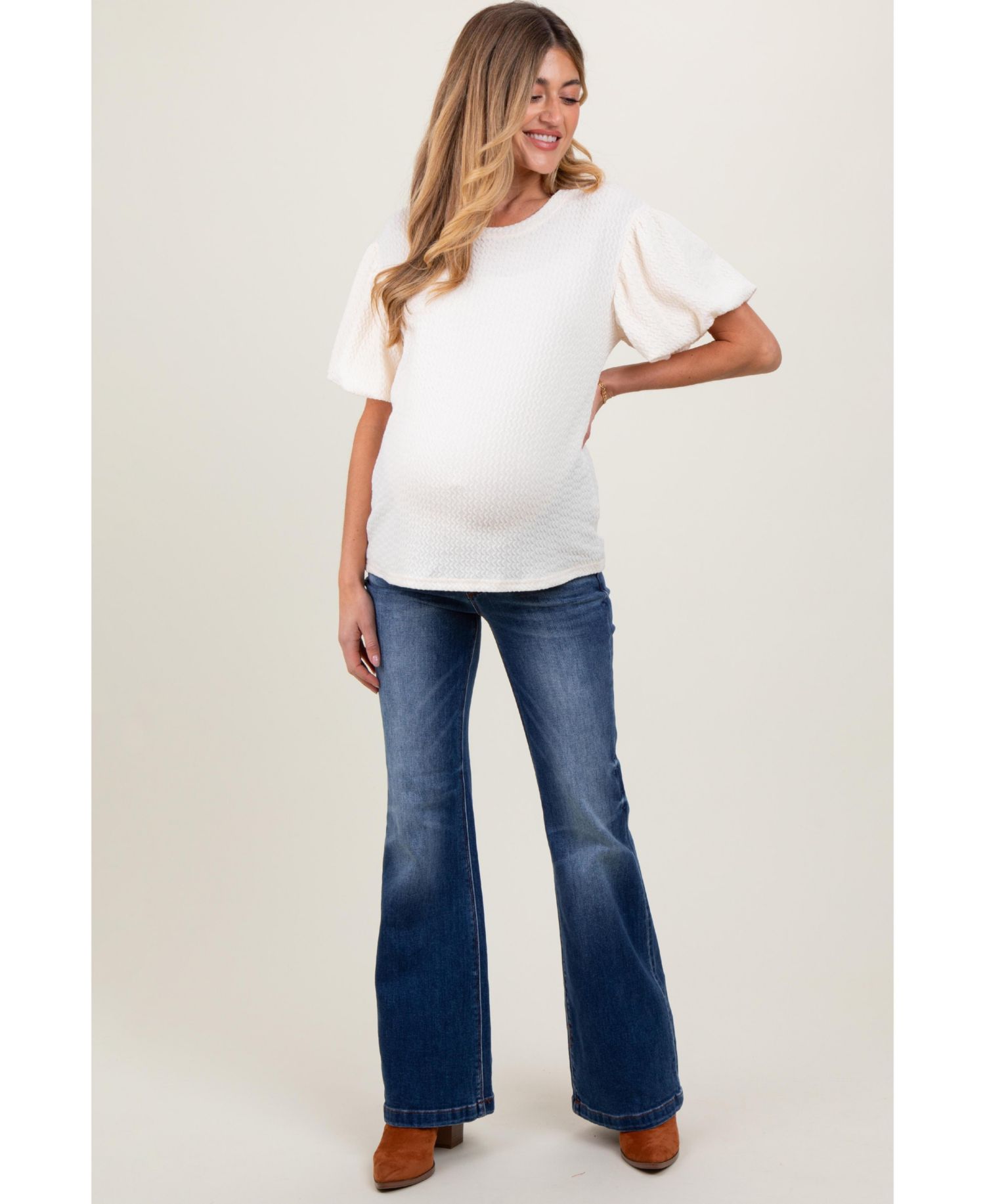 Women's Navy Blue Washed Flare Jeans