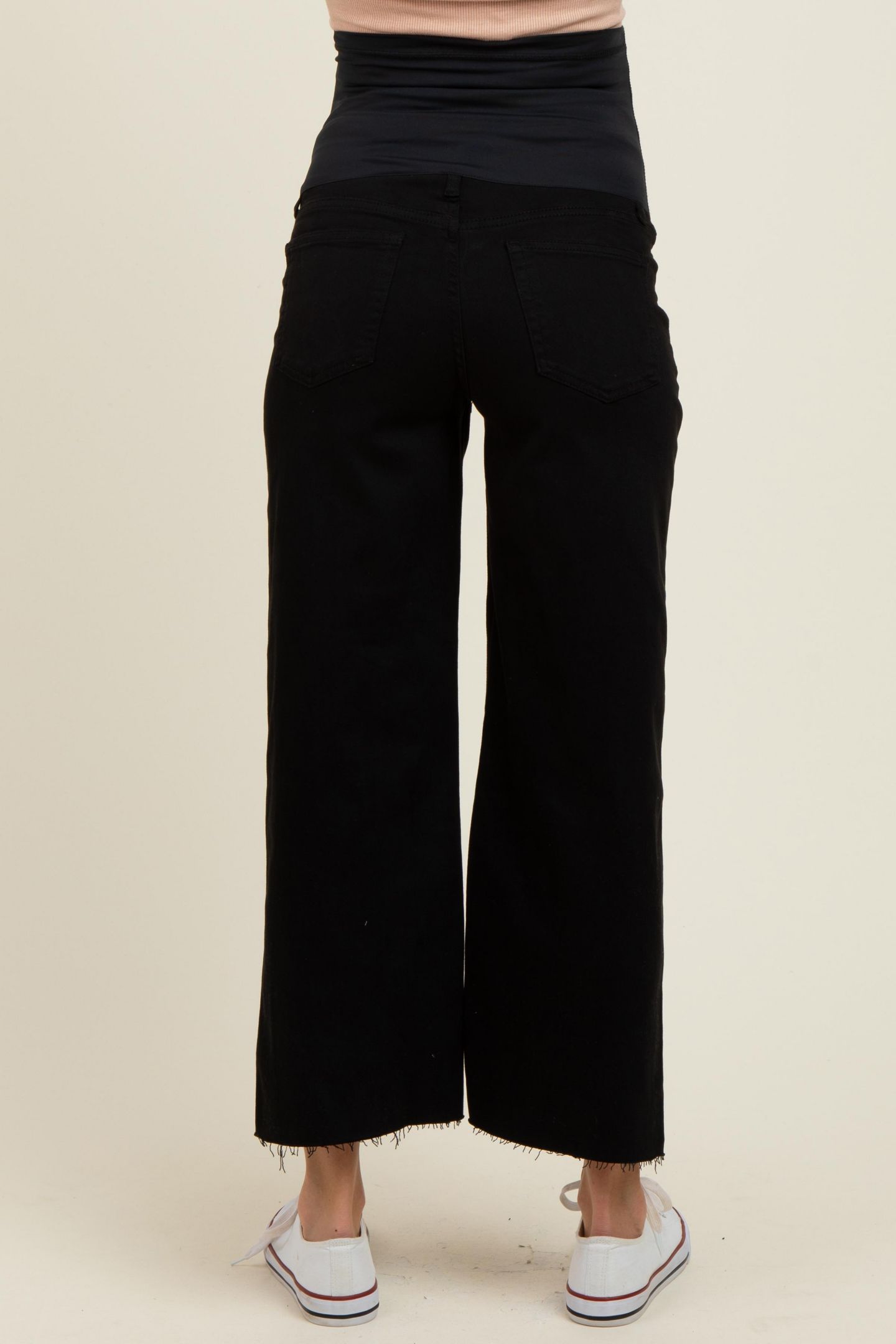 Женские джинсы Pinkblush Black Raw Hem Cropped Wide Leg, цвет: Чёрный — фото 4