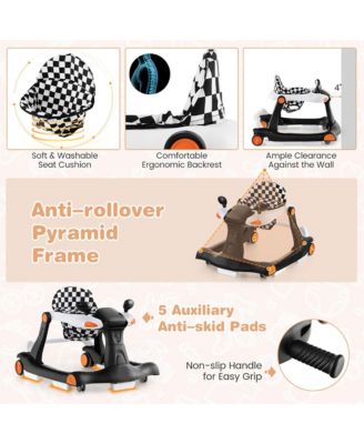 2-in-1 Baby Walker Foldable Activity Push Walker w/ Adjustable Height