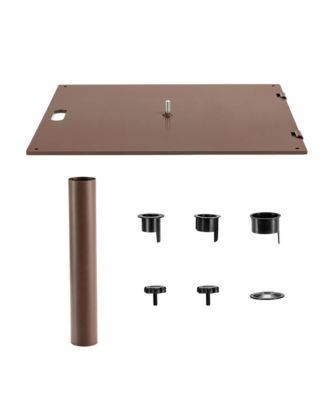 10 Ft Patio Table Market Umbrella w/ 24 Solar LED Lights & Heavy-duty Base