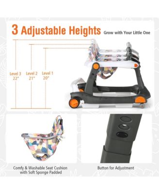 2-in-1 Baby Walker Foldable Activity Push Walker w/ Adjustable Height
