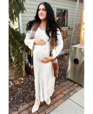 Maternity Black Ribbed Knit Maxi Dress