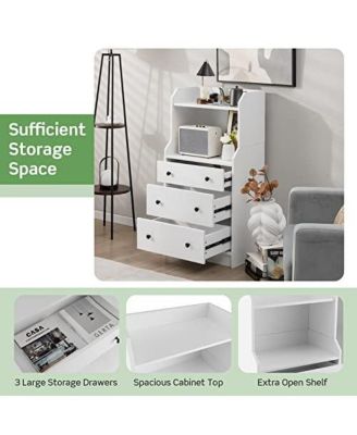 Modern Storage Dresser with Anti-toppling Device-White