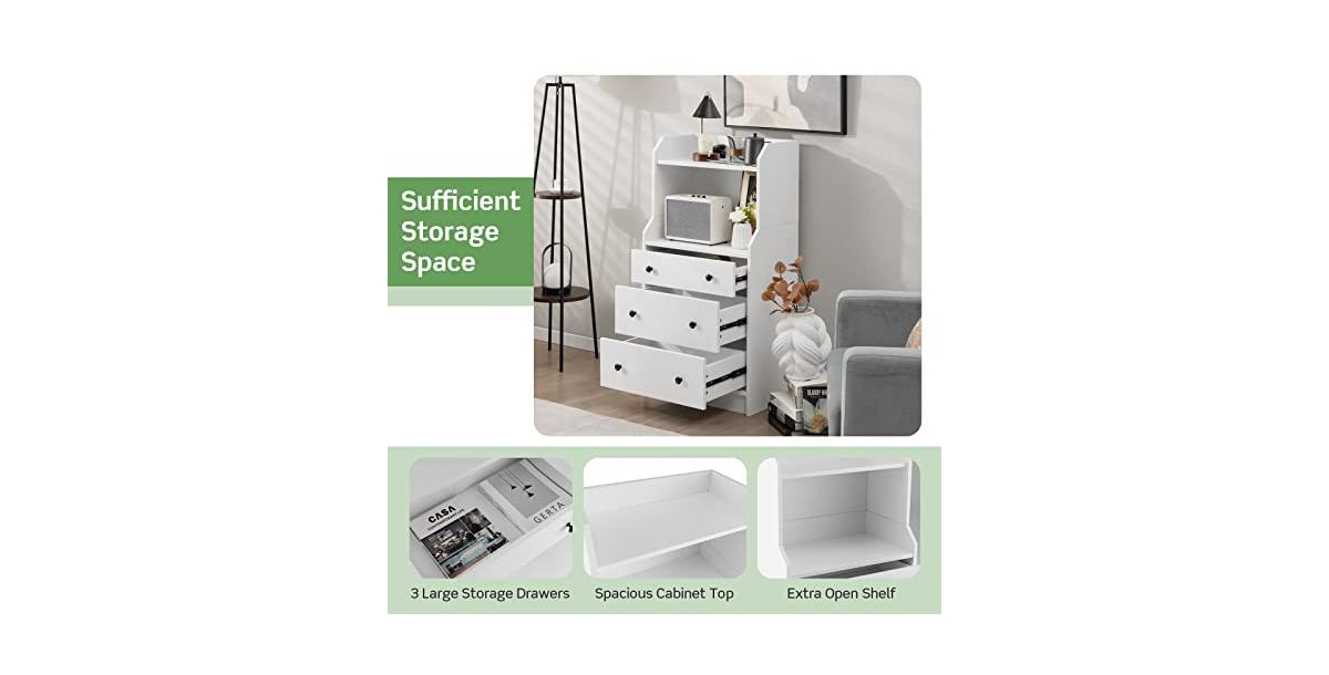 Volenca Modern Storage Dresser with Anti-toppling Device-White