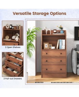 Modern Storage Dresser with Anti-toppling Device-White