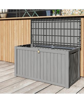 150 Gallon Patio Waterproof Resin Deck Box Lockable Outdoor Storage Garden Tools