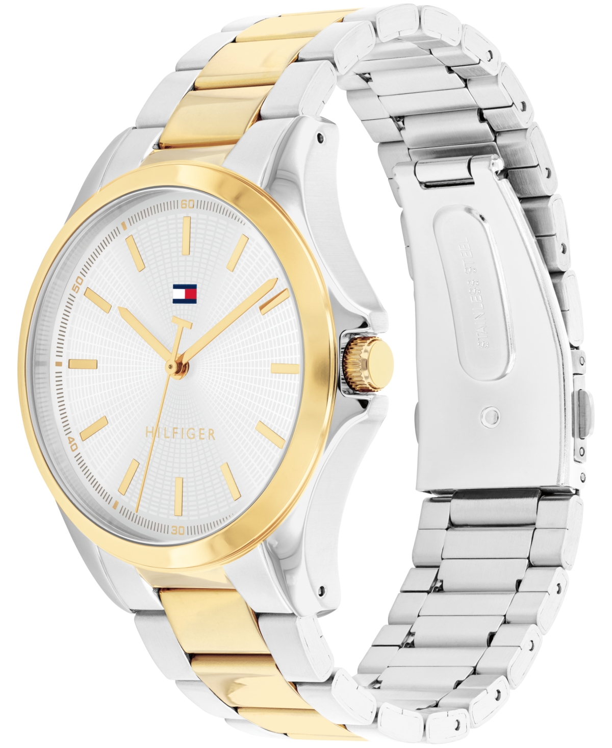 Tommy Hilfiger Men's Quartz Two Tone Stainless Steel Bracelet Watch, 42mm In Gold