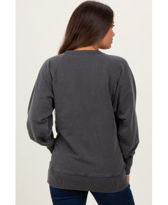 Maternity Black Vintage Wash French Terry Maternity Pullover