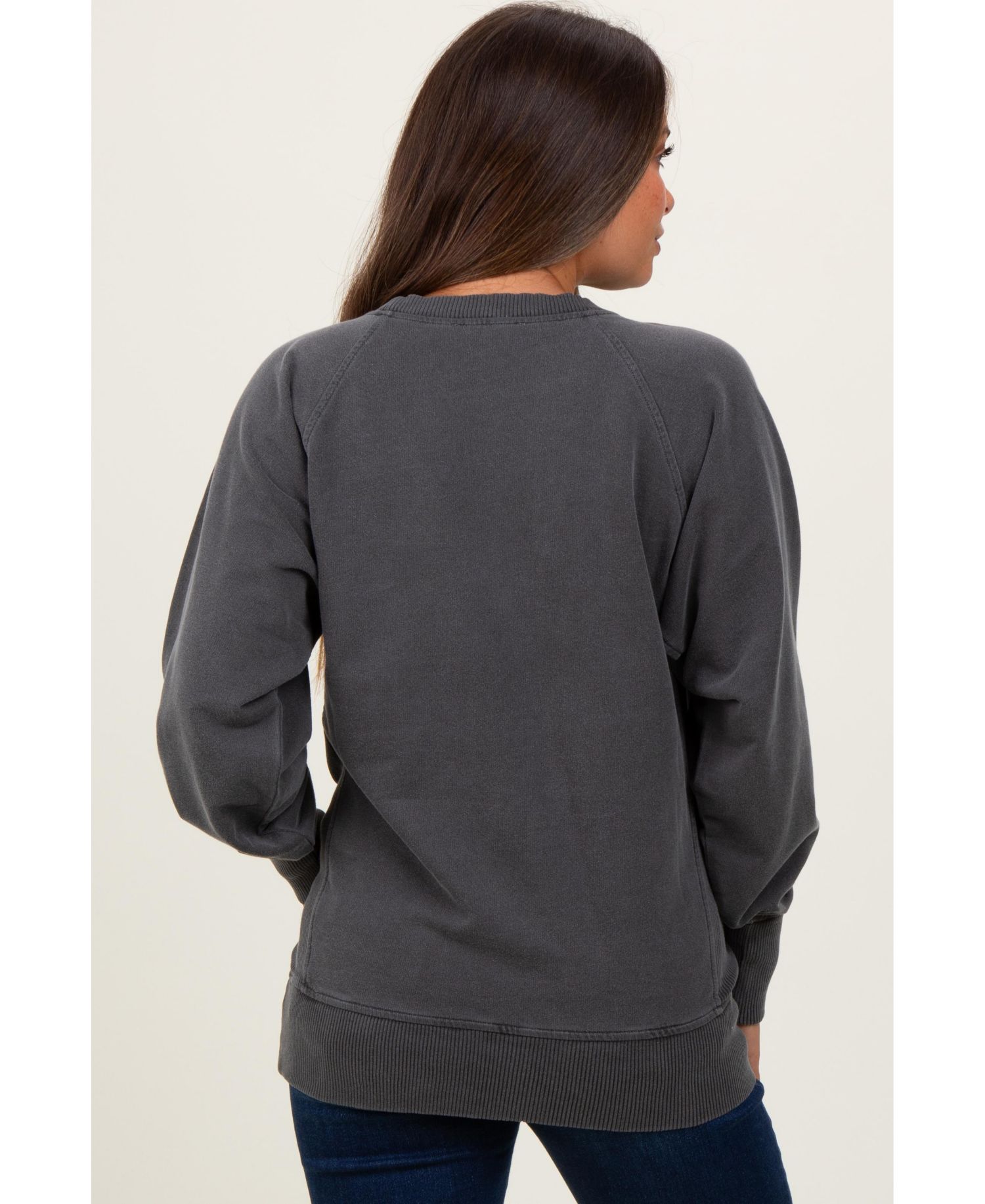 Women's Black Vintage Wash French Terry Pullover