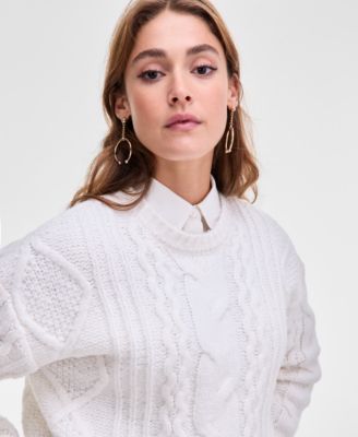 Women's Cropped Cable-Knit Sweater
