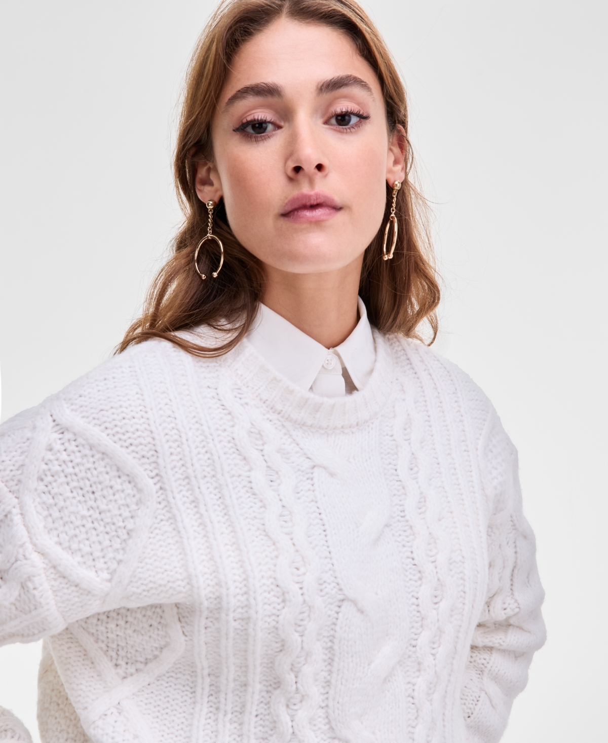 Bar Iii Women's Cropped Cable-Knit Sweater