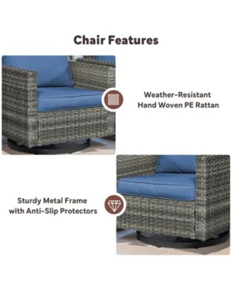 U-Frame 2-Piece Swivel Glider Wicker Outdoor Rocking Chair with Olefin Cushions