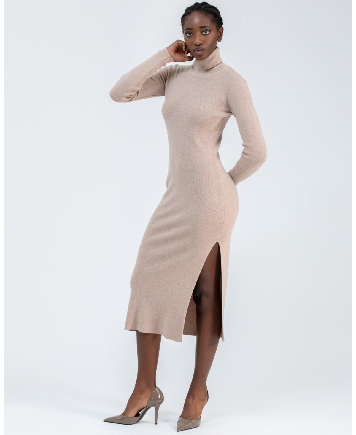 Pietro Brunelli Milano Women's Turtleneck Penelope Dress In Brown