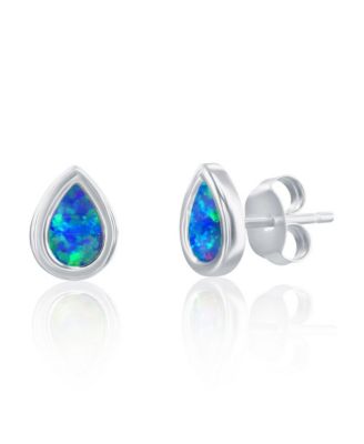 Sterling Silver, Pearshaped Opal Pendant & Earrings Set